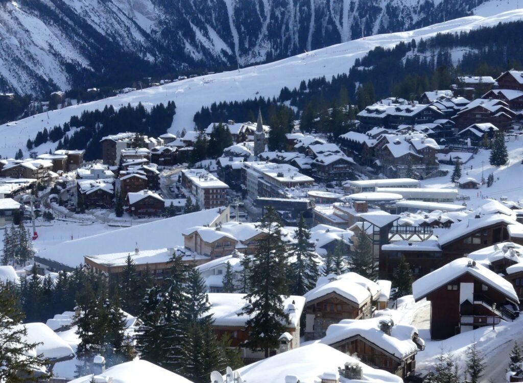 Courchevel 1850 ski resort in the morning, Savoie, France
