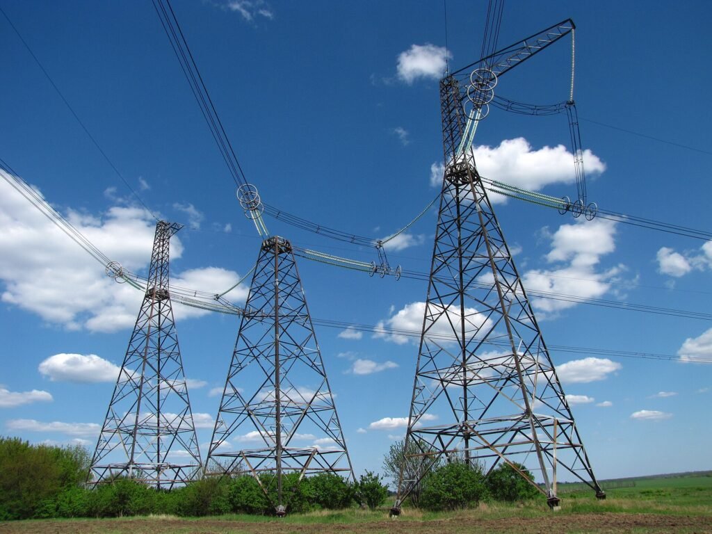 Pylons of a 750 kV high-voltage power line