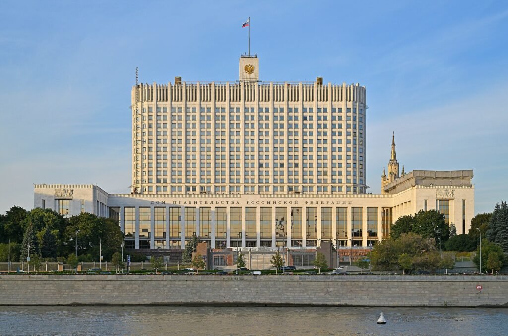House of the Government of the Russian Federation in Moscow at sunset
